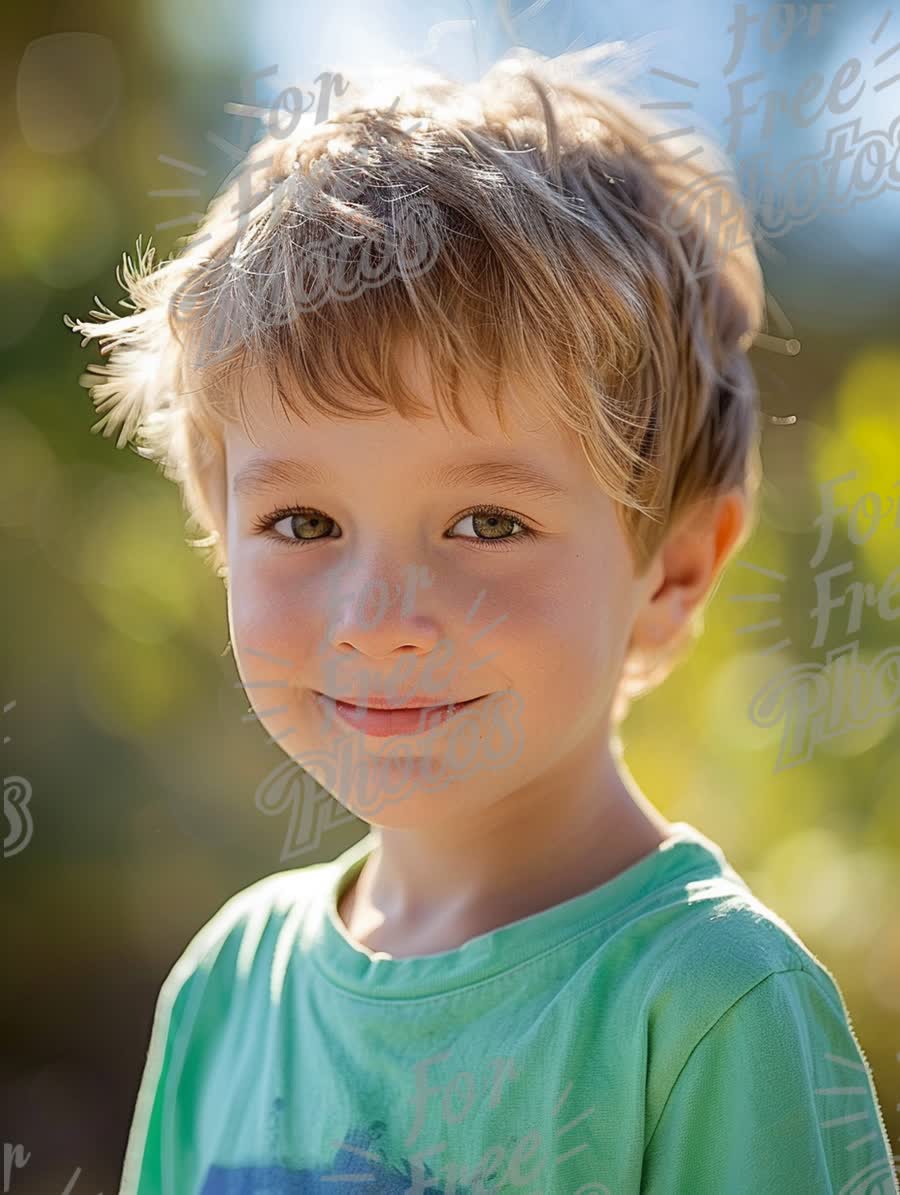 Joyful Child Portrait in Natural Light - Happy Boy Smiling Outdoors