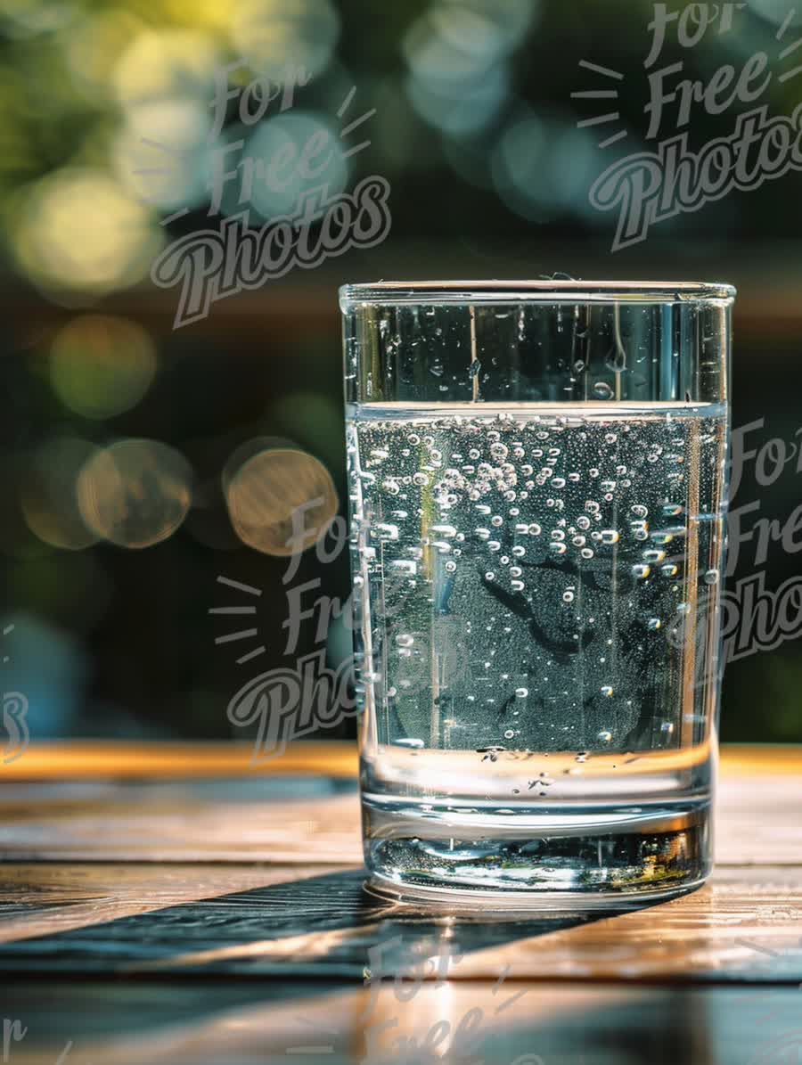 Refreshing Sparkling Water in Glass with Bokeh Background