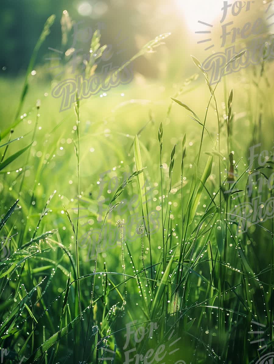 Morning Dew on Lush Green Grass: Nature's Serenity and Freshness