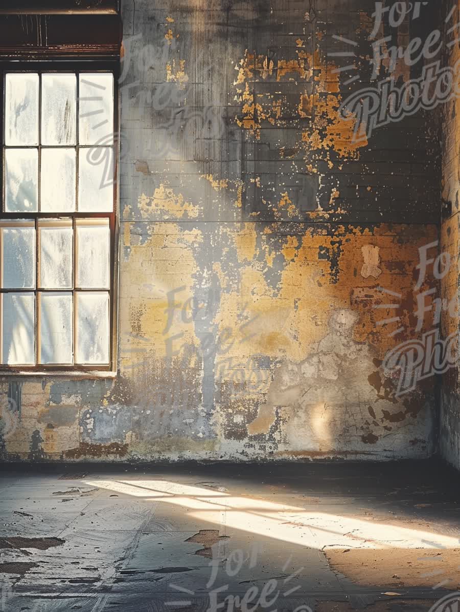 Abandoned Industrial Space with Sunlight and Textured Walls