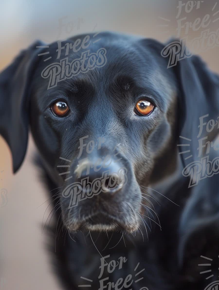 Close-Up of a Black Labrador Retriever with Expressive Eyes