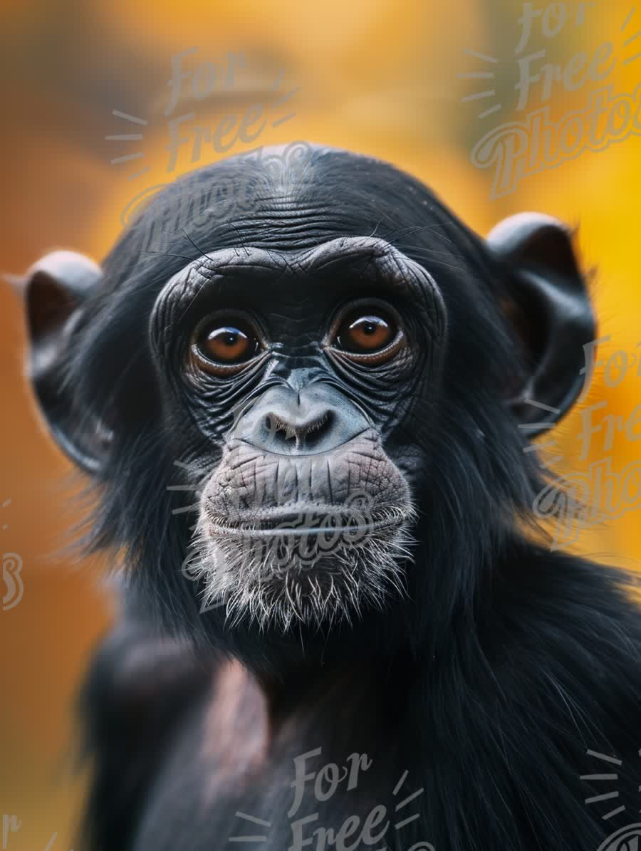 Close-Up of a Chimpanzee with Intense Expression Against a Soft Background