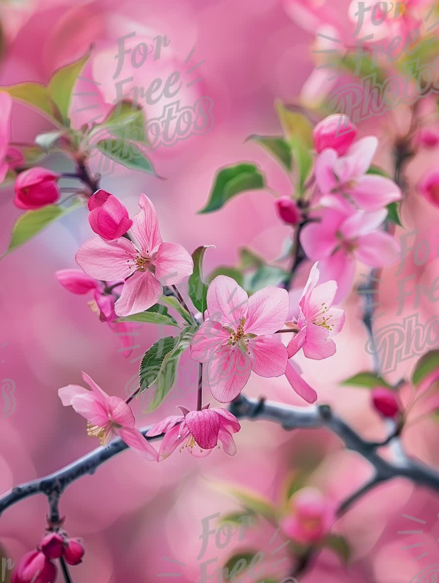 Delicate Pink Blossoms: Spring Floral Background with Soft Bokeh