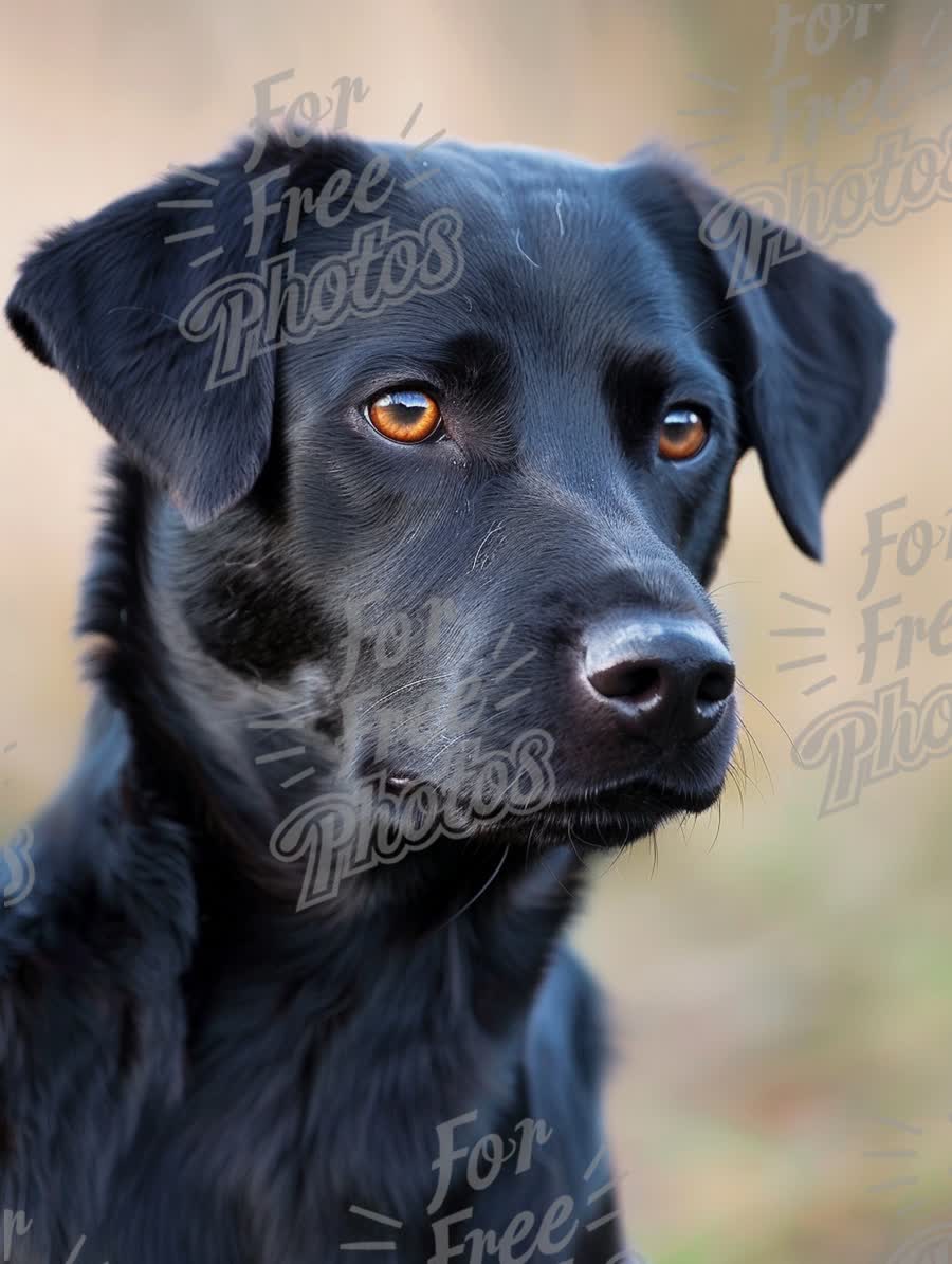 Close-Up Portrait of a Black Labrador Retriever with Expressive Eyes