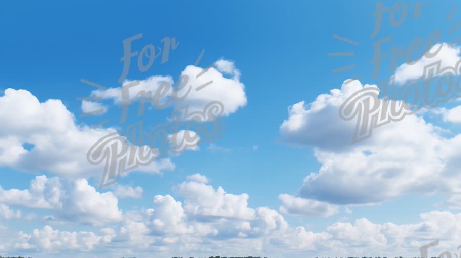 Vibrant Blue Sky with Fluffy White Clouds - Ideal for Nature and Travel Themes