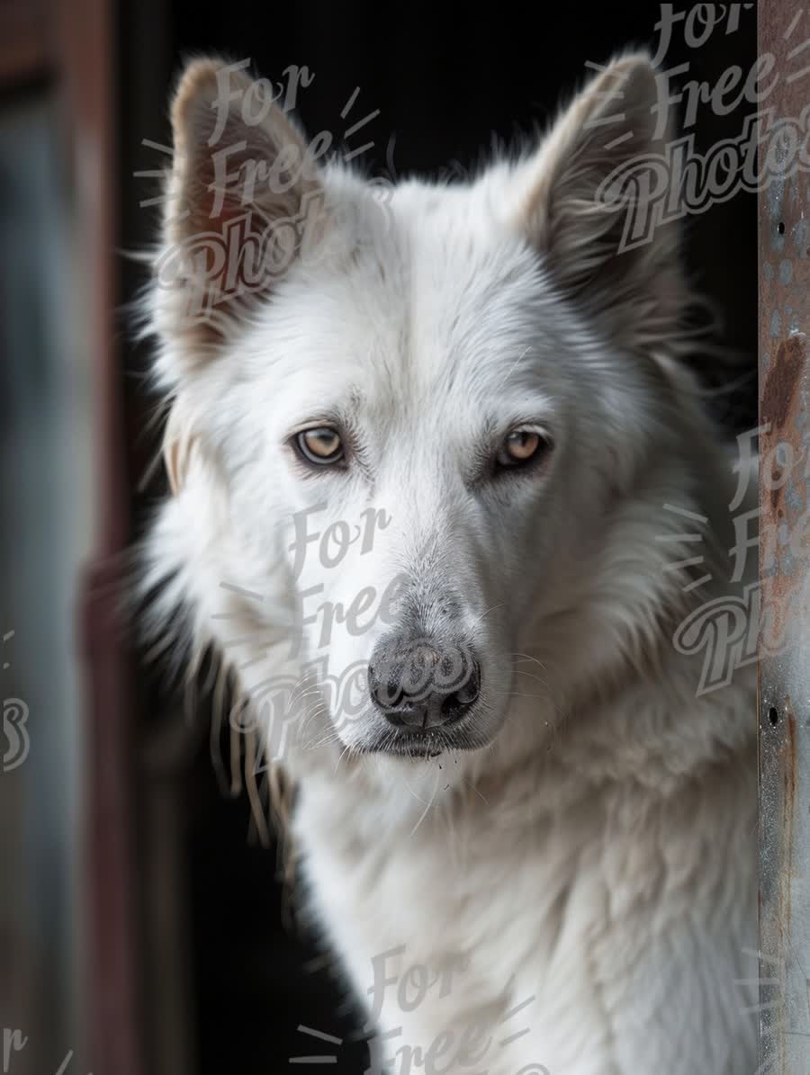 Majestic White Dog Portrait: Captivating Canine Close-Up for Pet Lovers