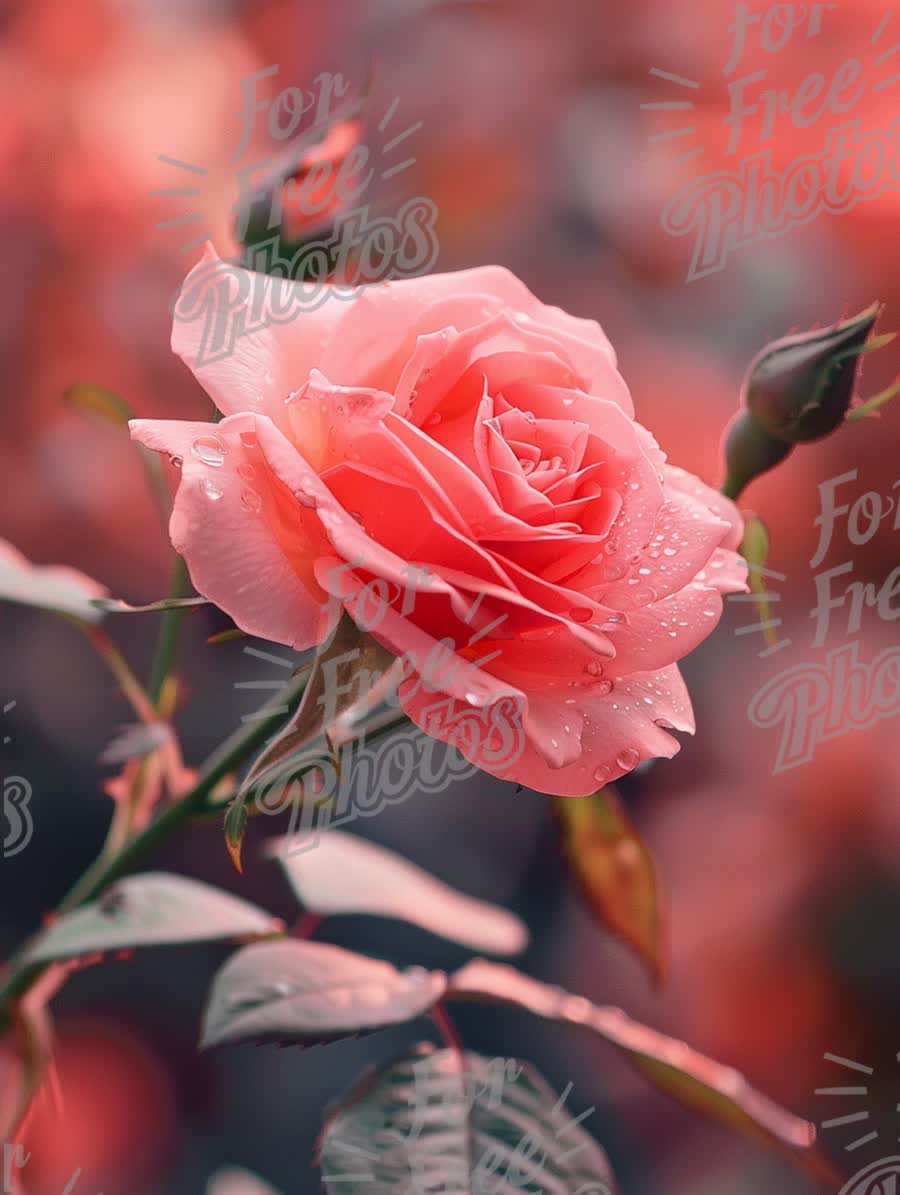 Delicate Pink Rose with Dew Drops: Nature's Beauty and Elegance