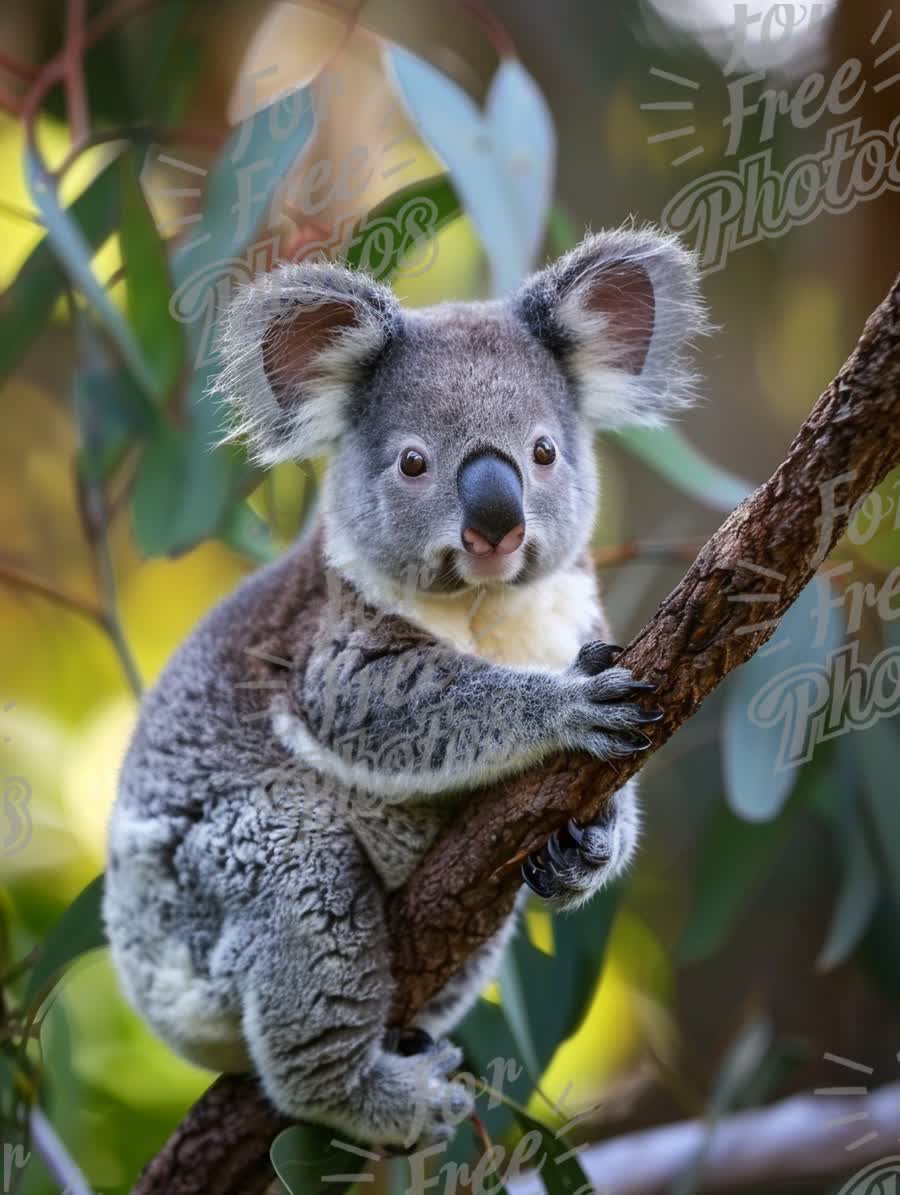 Adorable Koala Climbing Tree in Natural Habitat