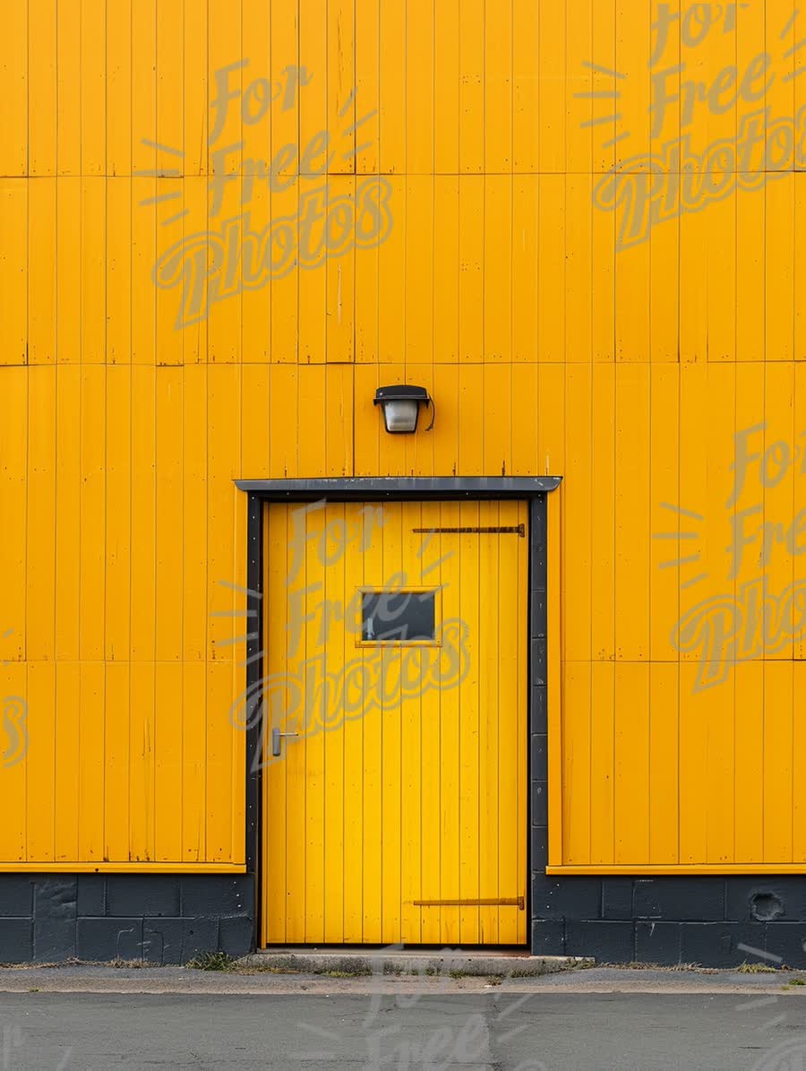 Vibrant Yellow Industrial Door Against Bold Wall Background