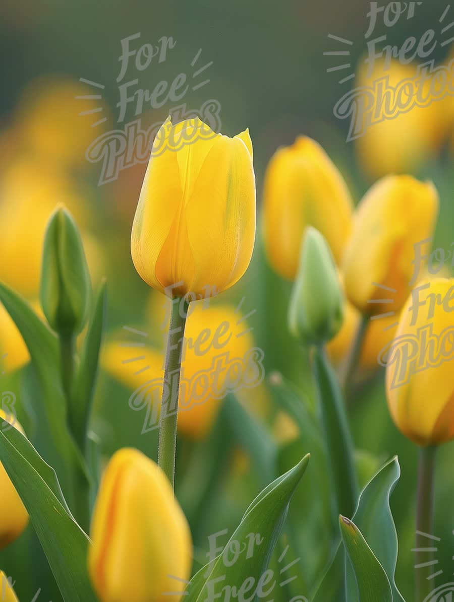 Vibrant Yellow Tulips in Bloom: Spring Floral Beauty