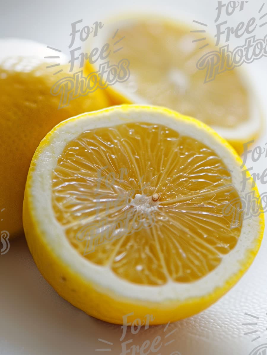 Fresh Sliced Lemons with Juicy Interior - Citrus Fruit Close-Up