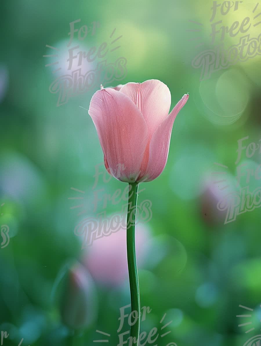 Delicate Pink Tulip in Soft Focus with Dreamy Bokeh Background