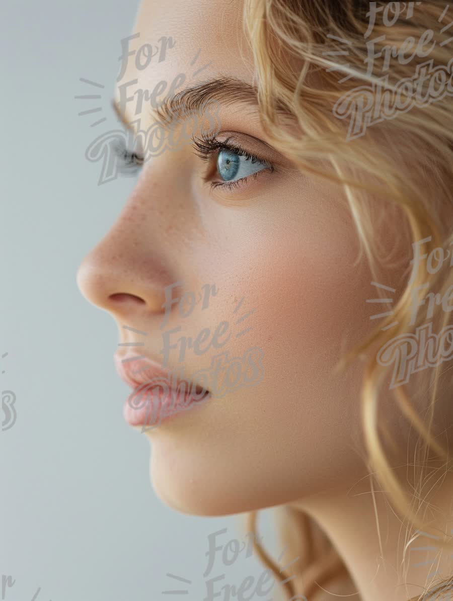 Close-Up Profile of a Young Woman with Natural Beauty and Freckles