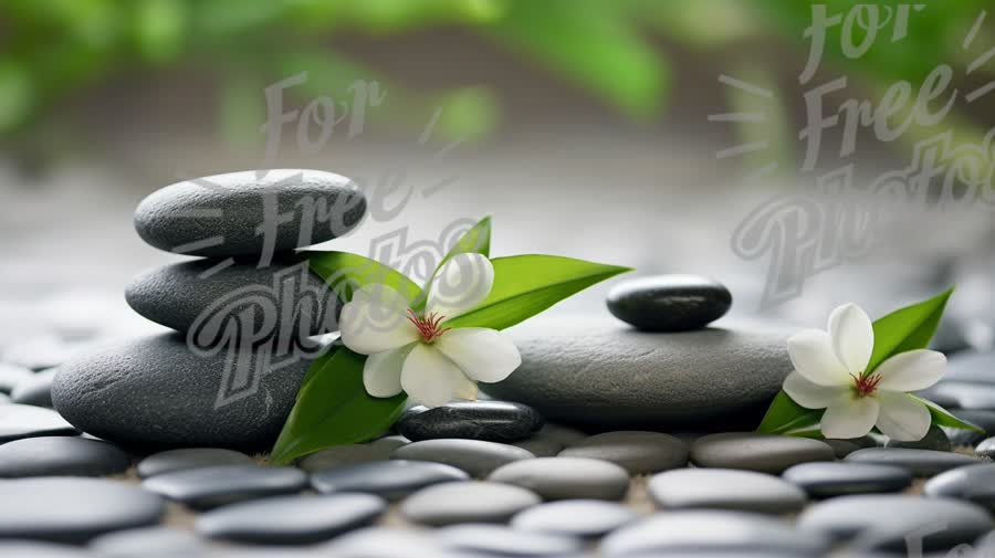 Zen Garden Serenity: Stacked Stones and Tranquil Flowers for Wellness and Relaxation