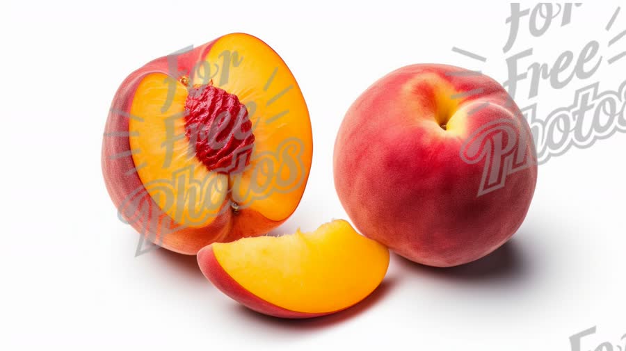 Fresh Juicy Peaches Sliced on White Background - Summer Fruit Delight