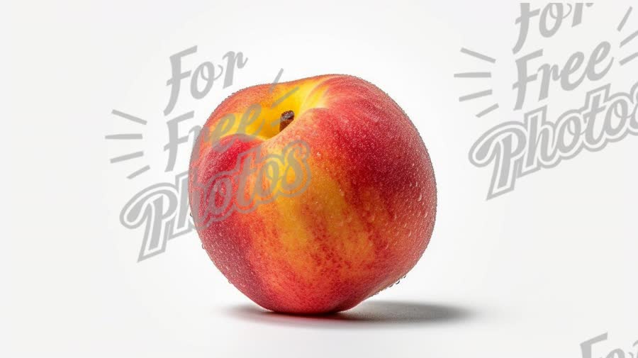 Fresh Juicy Nectarine with Water Droplets on White Background