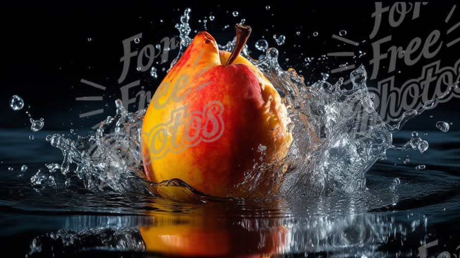 Fresh Red Apple Splashing in Water - Healthy Lifestyle and Freshness Concept