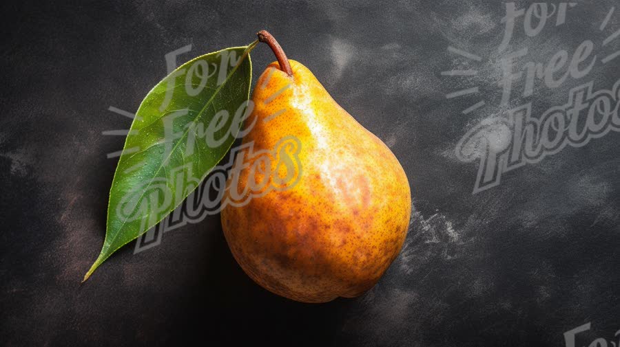 Fresh Organic Pear with Leaf on Dark Background - Healthy Eating and Natural Produce Concept