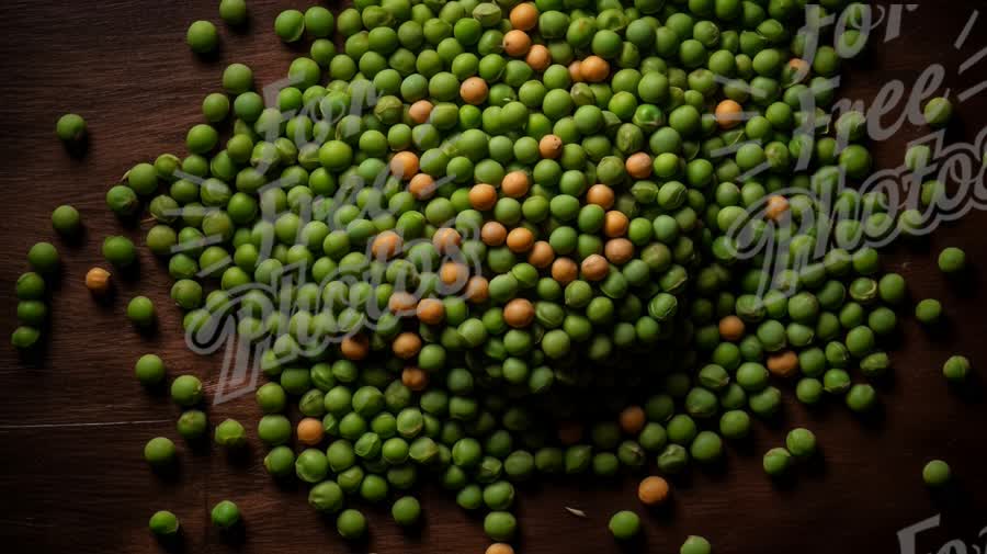 Fresh Green and Yellow Peas on Wooden Surface - Healthy Food Background