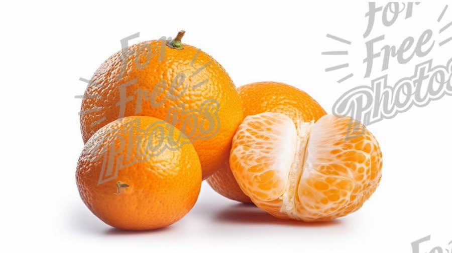 Fresh Citrus Fruits: Oranges and Tangerines on White Background