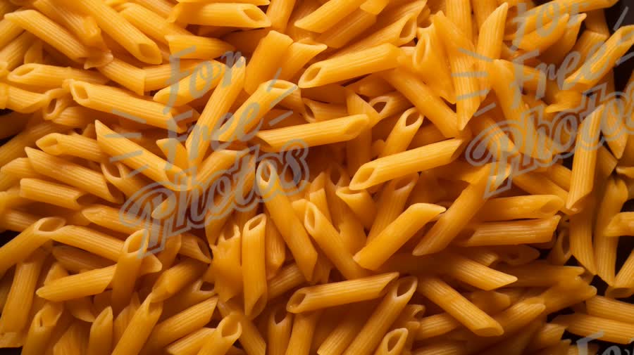 Close-Up of Raw Penne Pasta: Culinary Ingredients for Italian Cuisine