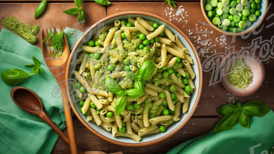 Fresh Green Pasta with Peas and Basil: Healthy Italian Cuisine