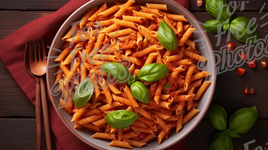 Delicious Pasta Dish with Fresh Basil - Italian Cuisine Inspiration