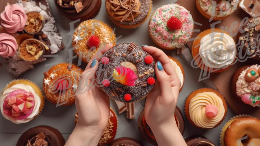 Delicious Assortment of Colorful Cupcakes and Donuts for Dessert Lovers