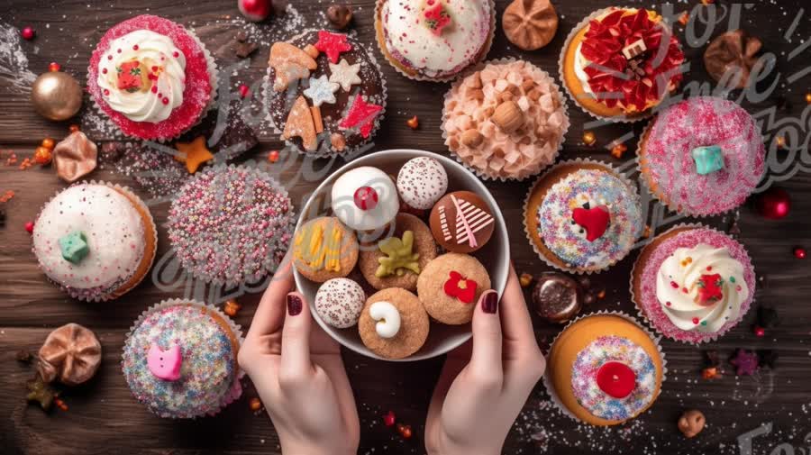 Delicious Assortment of Colorful Cupcakes and Festive Treats for Celebrations