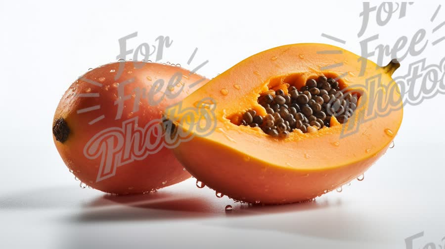 Fresh Papaya with Water Droplets - Tropical Fruit Close-Up