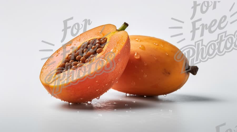 Fresh Papaya with Water Droplets - Tropical Fruit Close-Up