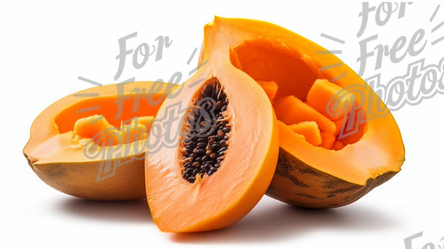 Fresh Papaya Slices on White Background - Tropical Fruit Nutrition and Health Benefits