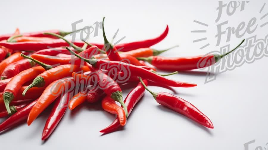 Vibrant Red and Orange Chili Peppers on White Background - Fresh Spices for Cooking and Culinary Use