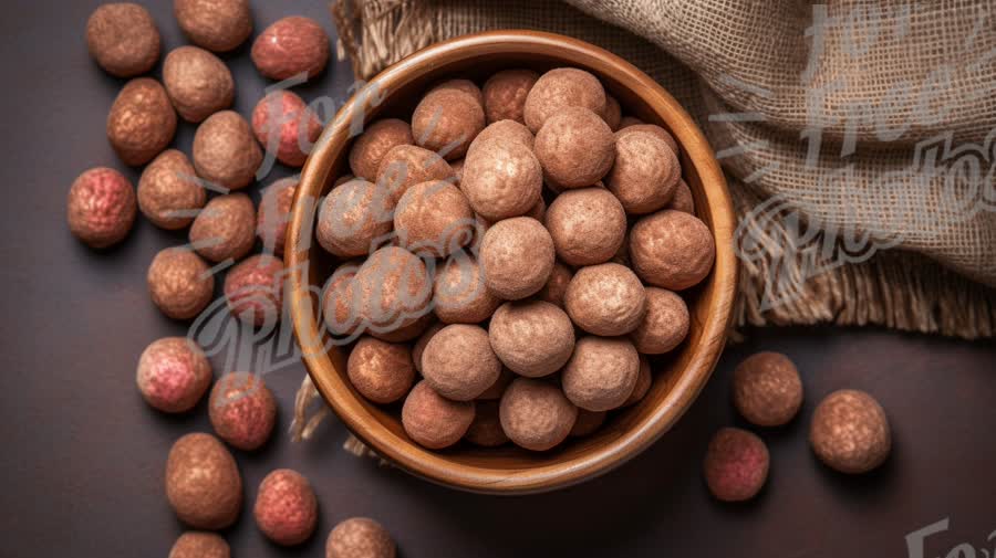 Natural Organic Nuts in Wooden Bowl - Healthy Snack Concept