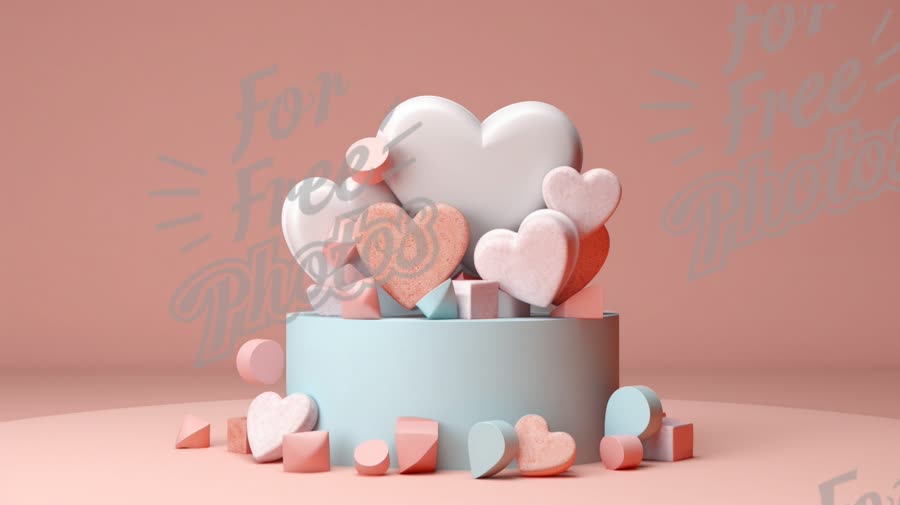 Colorful 3D Heart Shapes on Pastel Background for Valentine's Day and Love Themes