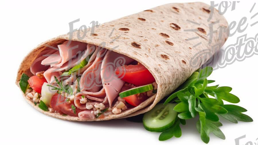 Fresh and Healthy Wrap with Ham, Vegetables, and Herbs - Perfect for Lunch or Snack