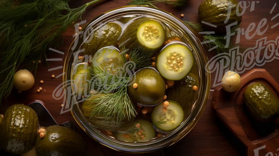 Freshly Pickled Cucumbers with Dill and Spices in Jar - Gourmet Food Photography