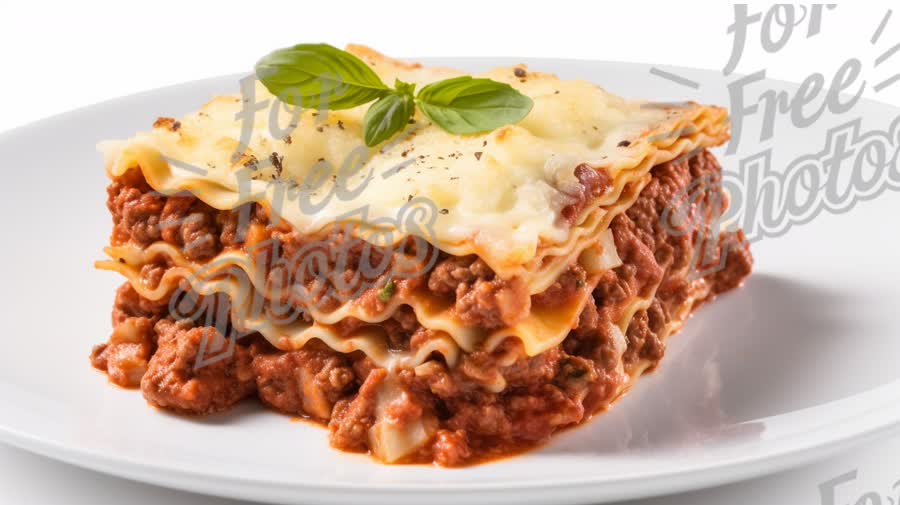 Delicious Homemade Lasagna with Fresh Basil and Cheese Garnish