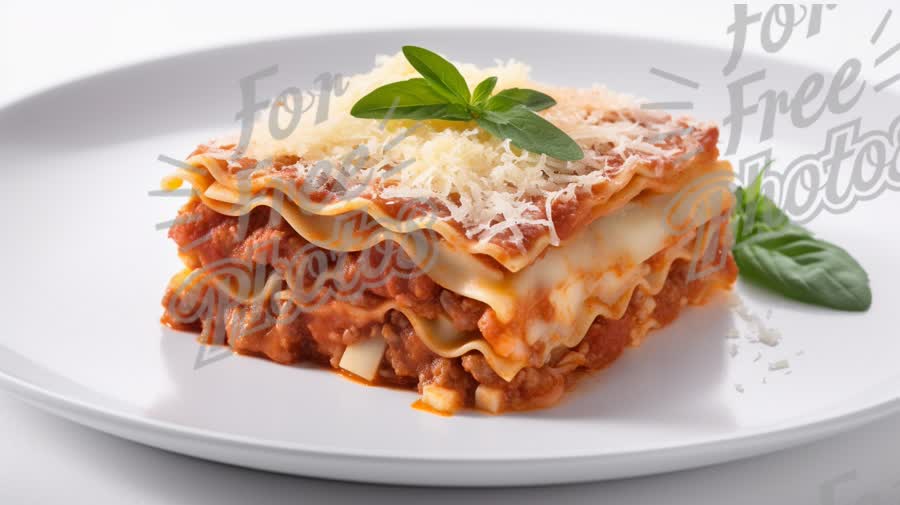 Delicious Homemade Lasagna with Fresh Basil and Cheese Garnish