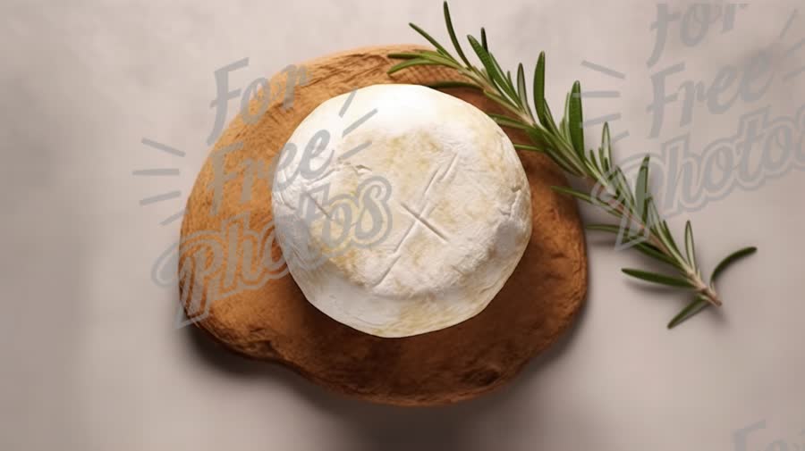 Artisan Cheese with Fresh Rosemary on Rustic Wooden Board