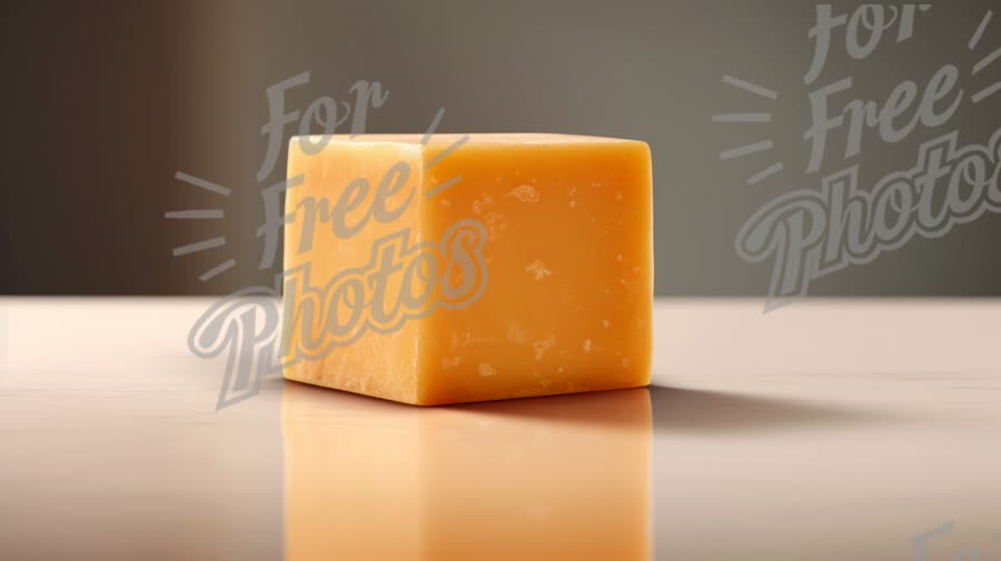 Artisan Cheese Block on Reflective Surface - Gourmet Food Photography