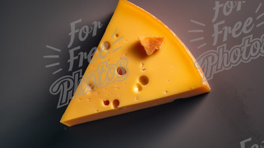 Delicious Yellow Cheese Slice with Holes on Dark Background