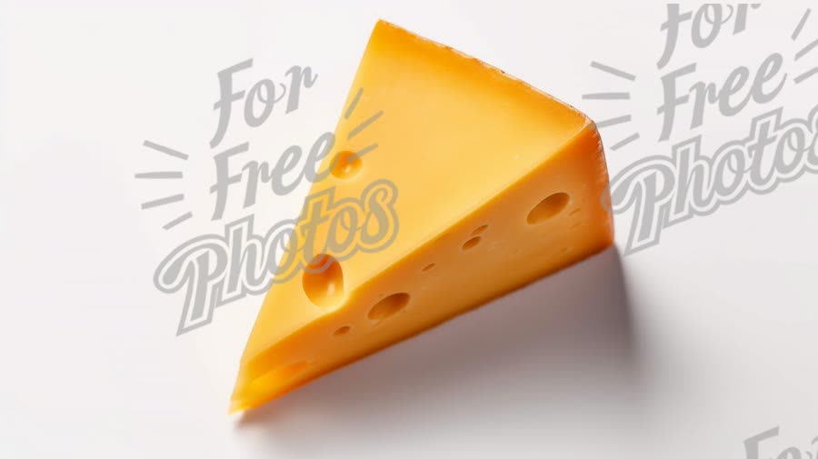 Delicious Yellow Cheese Slice on White Background - Perfect for Culinary and Food Photography