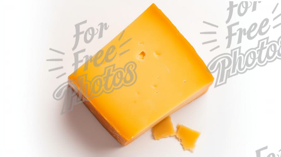 Delicious Cheddar Cheese Block on White Background - Gourmet Food Photography