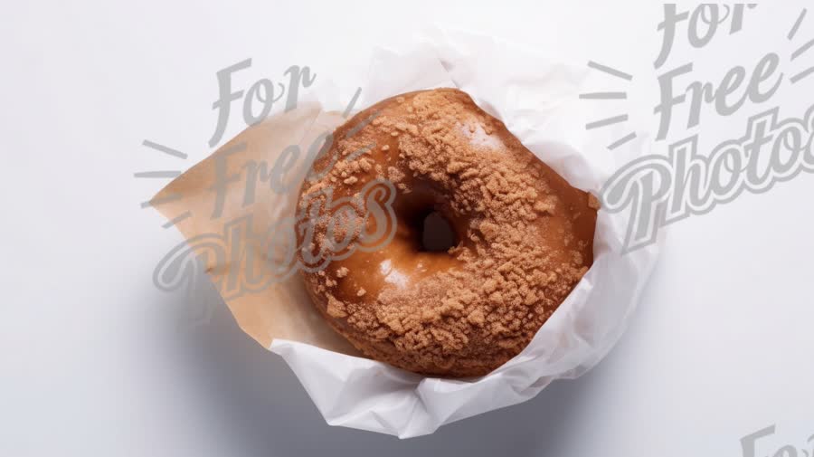 Delicious Glazed Donut with Crumb Topping on White Background