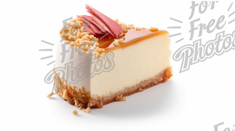 Delicious Creamy Cheesecake Slice with Caramel and Crunchy Topping