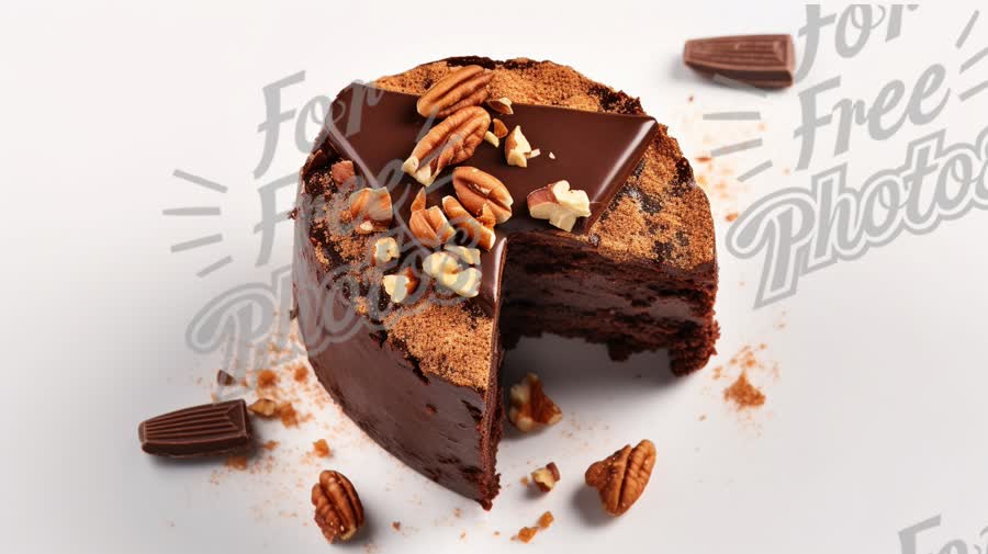 Decadent Chocolate Cake with Nuts and Chocolate Garnish