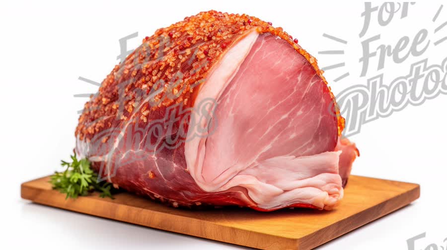 Succulent Glazed Ham on Wooden Cutting Board - Gourmet Meat Presentation