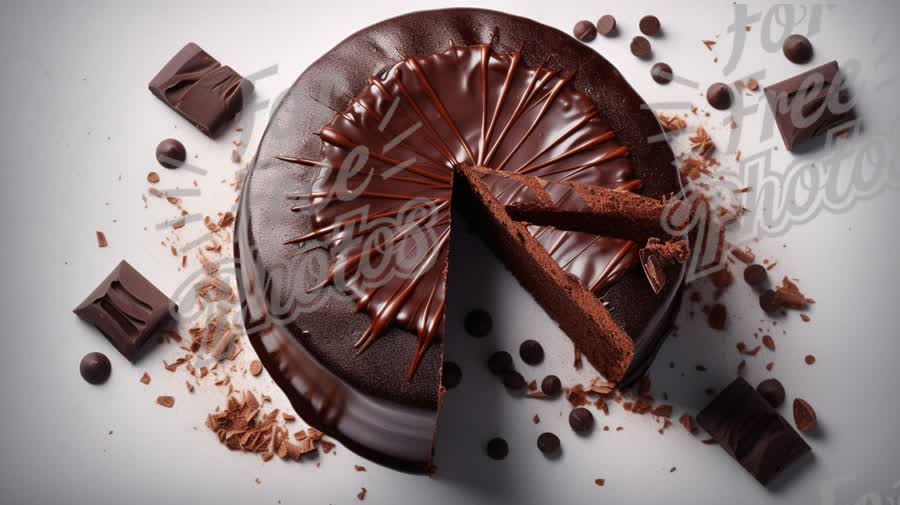 Decadent Chocolate Cake with Slices and Chocolate Garnish