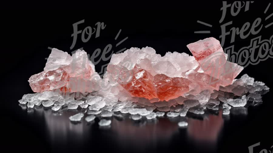 Pink Himalayan Salt Crystals on Black Background - Natural Mineral Texture for Culinary and Wellness